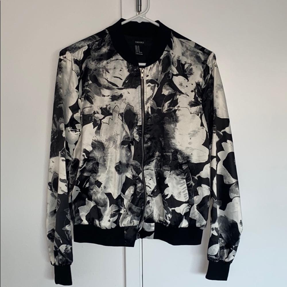 F21 silky bomber jacket